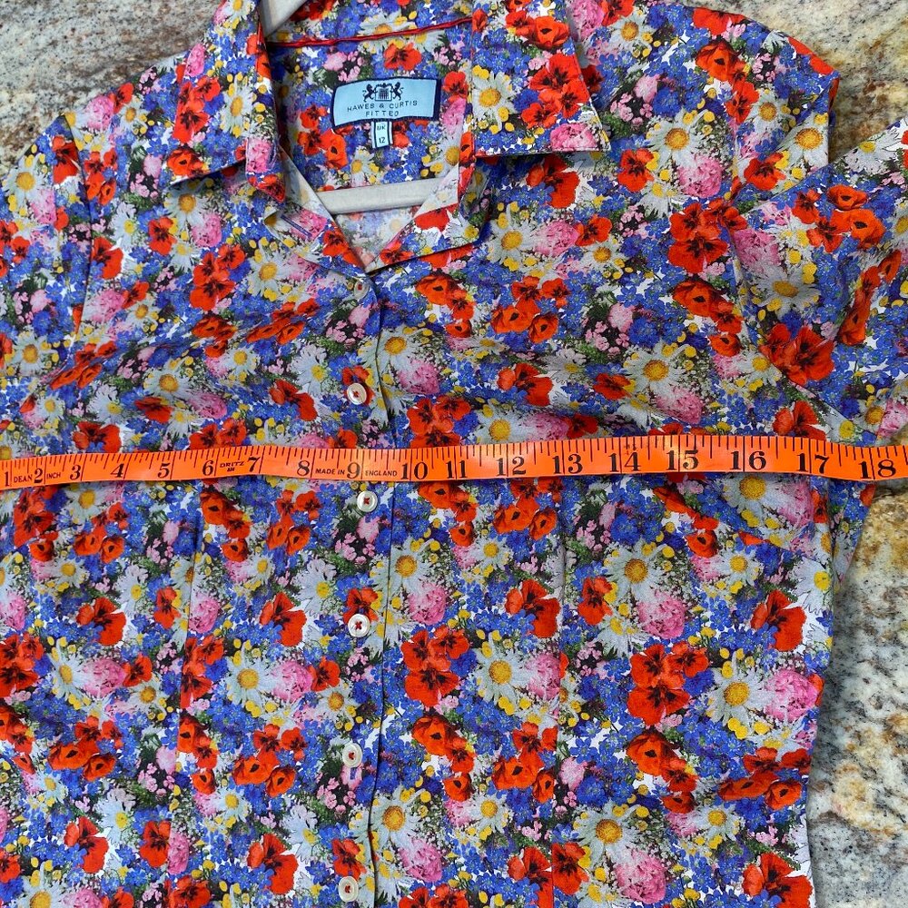 Hawes & Curtis Fitted Floral Bright Button Down Shirt - NWOT - Medium - Picture 7 of 7